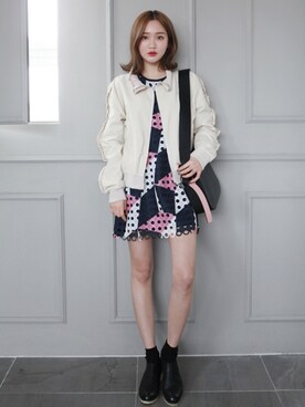 「 カジュアル」｜「アイテム（ブルゾン）」を使った、NIPONJJUYAさん（レディース・165cm）の春コーディネート
