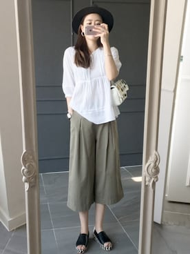 「 ホワイト」｜NIPONJJUYAさん（レディース・165cm）の春コーディネート