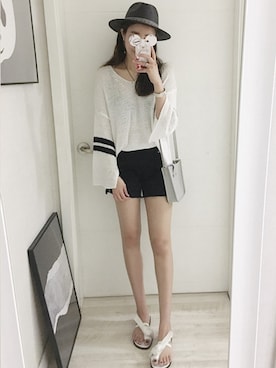 「 白」｜NIPONJJUYAさん（レディース・165cm）の春コーディネート