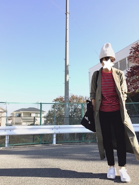 「ニコアンド」｜「アイテム（ステンカラーコート）」を使った、natchiさん（レディース・158cm）の秋コーディネート