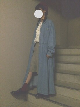 「古着女子」｜「アイテム（シャツワンピース）」を使った、Miyuさん（レディース・157cm）の秋コーディネート