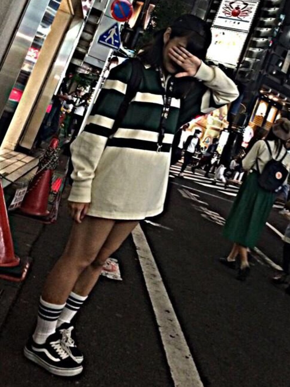 「Polo Ralph Lauren、ラガーシャツ、スケータースタイル、golfwang、VANS、oldschool」｜「POLO RALPH LAURENのアイテム（スウェット、グリーン系）」を使った、🐯ゆかぺこり🐯さん（レディース・152cm）の冬コーディネートの1枚目の写真