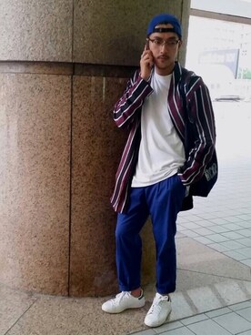 「WEEKDAY（ウィークデイ）のアイテム（ノーカラージャケット）」を使った、Shu Han Changさん（メンズ・180cm）の秋コーディネート