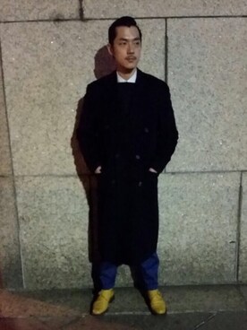 「yellow」｜Shu Han Changさん（メンズ・180cm）の冬コーディネート