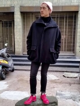 「Acne Studios（アクネストゥディオズ）のアイテム（ダウンジャケット/コート）」を使った、Shu Han Changさん（メンズ・180cm）の冬コーディネート