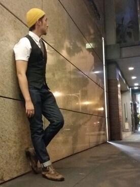 「yellow」｜Shu Han Changさん（メンズ・180cm）の秋コーディネート