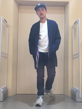 「WEEKDAY（ウィークデイ）のアイテム（ノーカラージャケット）」を使った、Shu Han Changさん（メンズ・180cm）の秋コーディネート