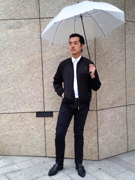 「cheap monday」｜「アイテム（ライダースジャケット）」を使った、Shu Han Changさん（メンズ・180cm）の春コーディネート