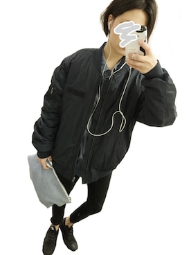 「CHEAP MONDAY（チープマンデイ）のアイテム（ブルゾン）」を使った、MAISさん（レディース・155cm）の冬コーディネート