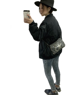 「hat」｜「アイテム（ブルゾン）」を使った、MAISさん（レディース・155cm）の冬コーディネート