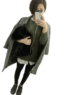 「H&M（エイチ・アンド・エム）のアイテム（その他アウター）」を使った、MAISさん（レディース・155cm）の冬コーディネート