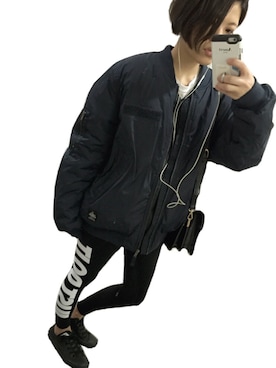 「CHEAP MONDAY（チープマンデイ）のアイテム（ブルゾン）」を使った、MAISさん（レディース・155cm）の冬コーディネート