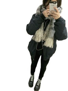 「CHEAP MONDAY（チープマンデイ）のアイテム（ブルゾン）」を使った、MAISさん（レディース・155cm）の冬コーディネート