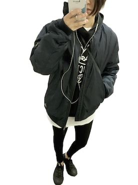 「CHEAP MONDAY（チープマンデイ）のアイテム（ブルゾン）」を使った、MAISさん（レディース・155cm）の冬コーディネート