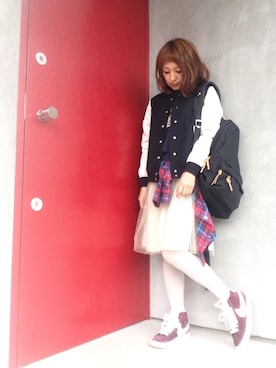 「Ray BEAMS（レイビームス）のアイテム（ブルゾン）」を使った、かおりりいさん（レディース・150cm）の冬コーディネート