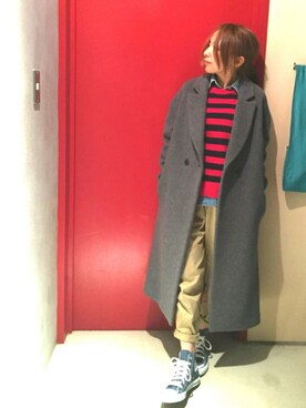 「Rouge vif（ルージュヴィフ）のアイテム（チェスターコート）」を使った、かおりりいさん（レディース・150cm）の冬コーディネート