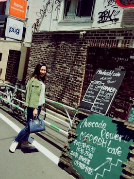 「Ungrid（アングリッド）のフレイドヘムストスリ（デニムパンツ）」を使った、YUMI.Fさん（レディース・156cm）の春コーディネート