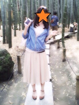 「grove（グローブ）のアイテム（デニムジャケット、ブルー系）」を使った、小雪さん（レディース・161cm）の秋コーディネート