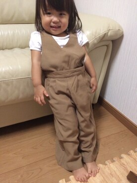 「GLOBAL WORK（グローバルワーク）のアイテム（オールインワン・サロペット）」を使った、mamemariさん（キッズ・80cm）の秋コーディネート