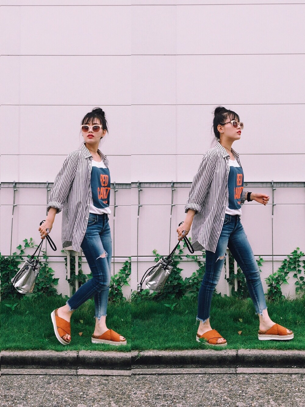 「ラクチンコーデ、カジュアル、シンプル、シンプルコーデ、デニム、夏、ZARA、Ungrid、HusHusH、HELK」｜「ZARAのアイテム（Tシャツ/カットソー、ホワイト系）」を使った、T Λ Eさん（レディース・158cm）の夏コーディネートの1枚目の写真
