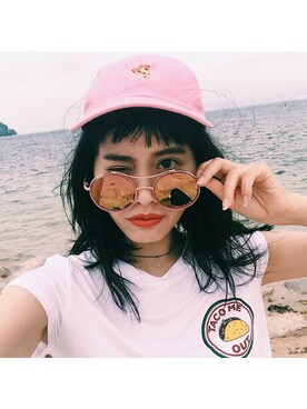 「撮影」｜「アイテム（アクセサリー）」を使った、T Λ Eさん（レディース・158cm）の夏コーディネート