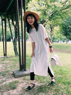 「PLAIN CLOTHING（プレーンクロージング）のアイテム（帽子）」を使った、T Λ Eさん（レディース・158cm）の夏コーディネート