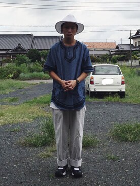 「茨城スナップ」｜「アイテム（帽子）」を使った、いっちゃんさん（メンズ・165cm）の夏コーディネート