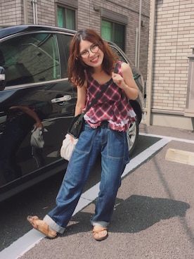「お買い物」｜「アイテム（サンダル）」を使った、しいなぽさん（レディース・155cm）の夏コーディネート
