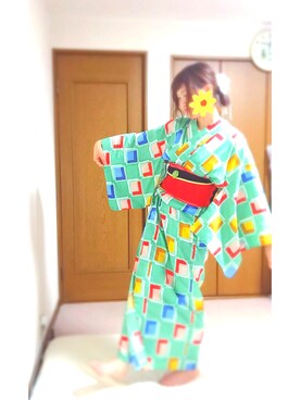「アイテム（浴衣、グリーン系）」を使った、る    ねさん（レディース・160cm）の夏コーディネート