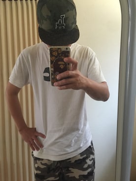 「A BATHING APE（アベイシングエイプ）のアイテム（その他）」を使った、梅田崇映さん（メンズ・180cm）の夏コーディネート