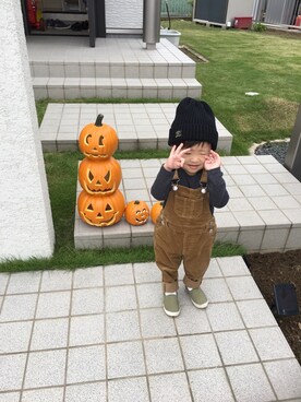 「GLOBAL WORK（グローバルワーク）のアイテム（オールインワン・サロペット）」を使った、shuyuさん（キッズ・80cm）の秋コーディネート
