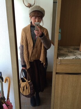 「OSMOSIS（オズモーシス）のアイテム（その他アウター）」を使った、meiさん（レディース・152cm）の冬コーディネート