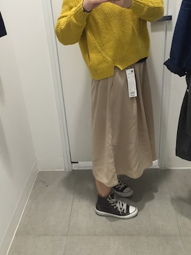 「lativeのアイテム（ニット/セーター、イエロー系）」を使った、harperさん（レディース）の春コーディネート