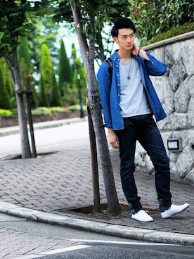 「CABANE de ZUCCa（カバンドズッカ）のアイテム（バッグ）」を使った、mitsukiさん（メンズ・178cm）の夏コーディネート
