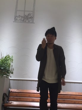 「サタデーズ ニューヨークシティ (Saturdays NYC)」｜「アイテム（ニットキャップ/ビーニー）」を使った、ストック283さん（メンズ・177cm）の冬コーディネート