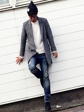 「TAKEO KIKUCHI（タケオキクチ）のアイテム（その他アウター）」を使った、ストック283さん（メンズ・177cm）の冬コーディネート