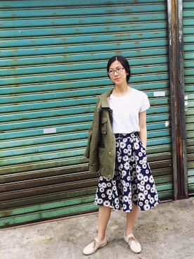 「UNTITLED（アンタイトル）のアイテム（ミリタリージャケット）」を使った、lovetoshare888さん（レディース・158cm）の春コーディネート