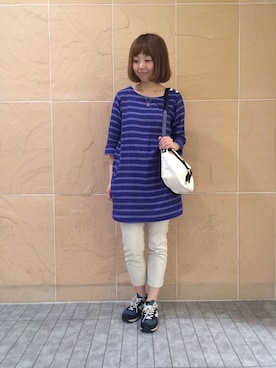 「白パンツコーデ」｜「アイテム（ワンピース/ドレス）」を使った、yamaさん（レディース・160cm）の春コーディネート