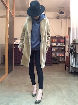 「MURUA（ムルーア）のアイテム（ピアス（両耳用））」を使った、ga625さん（レディース・161cm）の冬コーディネート