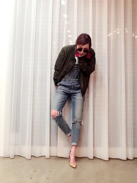 「murua」｜「アイテム（MA-1）」を使った、ga625さん（レディース・161cm）の春コーディネート