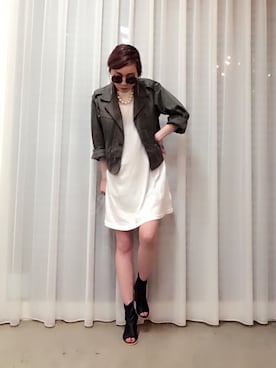 「flower（フラワー）のアイテム（ブルゾン）」を使った、ga625さん（レディース・161cm）の春コーディネート