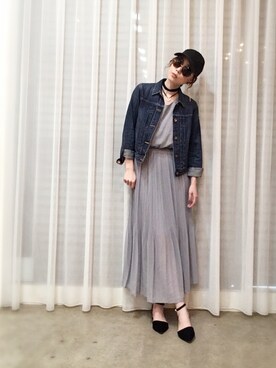 「AMERI」｜「アイテム（デニムジャケット）」を使った、ga625さん（レディース・161cm）の秋コーディネート