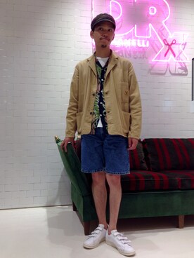 「HUMAN MADE（ヒューマンメード）のアイテム（キャスケット）」を使った、Masaru Hashimotoさん（メンズ・170cm）の夏コーディネート