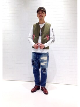 「HUMAN MADE（ヒューマンメード）のアイテム（キャスケット）」を使った、Masaru Hashimotoさん（メンズ・170cm）の秋コーディネート