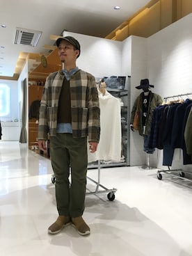 「UNITED ARROWS & SONS（ユナイテッドアローズアンドサンズ）のアイテム（ノーカラージャケット）」を使った、Masaru Hashimotoさん（メンズ・170cm）の冬コーディネート