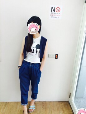 「BIRKENSTOCK（ビルケンシュトック）のアイテム（サンダル、グリーン系）」を使った、維維さん（レディース・165cm）の夏コーディネート