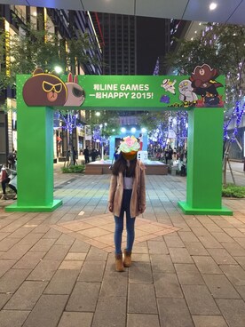 「GU（ジーユー）のアイテム（ブーツ、ブラウン系）」を使った、維維さん（レディース・165cm）の冬コーディネート