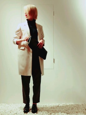 「STUDIOUS(ステュディオス)のアイテム(ベスト)」を使った、戸田静さん(レディース・158cm)の冬コーディネート