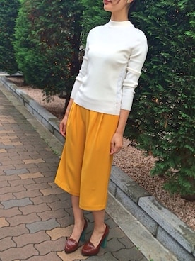 「Marilyn Moon（マリリンムーン）のアイテム（ニット/セーター）」を使った、sachiko hondaさん（レディース・166cm）の秋コーディネート
