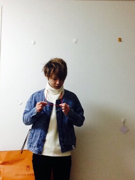 「SHAREEF（シャリーフ）のアイテム（デニムジャケット）」を使った、Hikaruさん（メンズ・170cm）の秋コーディネート